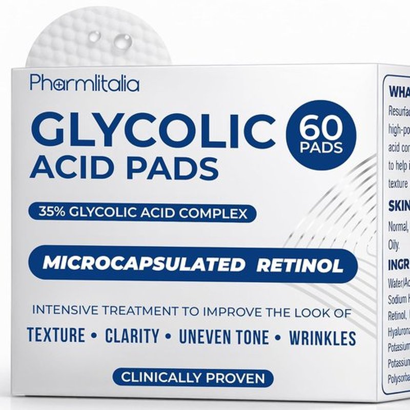 Glycolic Acid Pads 35% - Exfoliating Resurfacing Peel Pads for Face & Body - 60 Count for Brightening Skin