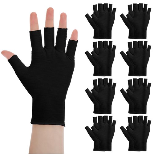 Heclia 8 Pairs Black Cotton Moisturizing Gloves Fingerless Touchscreen Moisturizing Gloves for Dry Hands Sleeping, Cotton Quilting Glove, Size M, Eczema Glove for Men and Women 7.09×4.33 inches