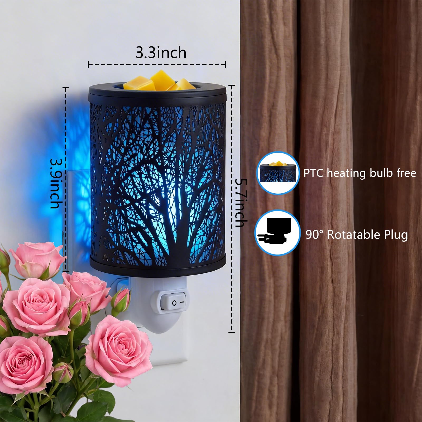 Wax Melts Warmer Plug in Wall–Electric Wax Warmer with 7 Colors Light Fragrance Burner PTC Heating Pluggable Wax Melter Warmer with Removal Dish Gift & Home Decor