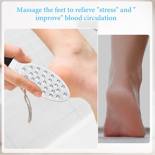 2 Pcs Stainless Steel Foot Scraper Metal Foot File Double Sided Foot File Callus Remover Professional Foot Rasp Scrubber for Wet or Dry Skin Easy to Clean Pedicure Tool Heel (Black)