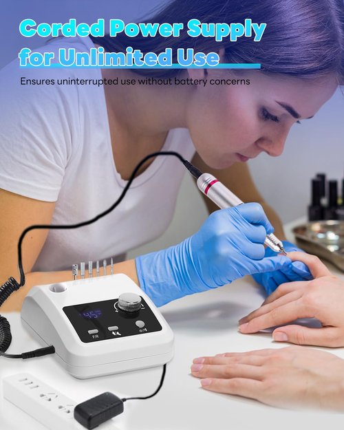 CozyZen Electric Nail Drill Professional: 45000 RPM Nail File Kit Machine with LCD Display, Hand & Foot Control Low Noise for Acrylic, Gel Nails, Manicure & Pedicure - Salon & Home Use