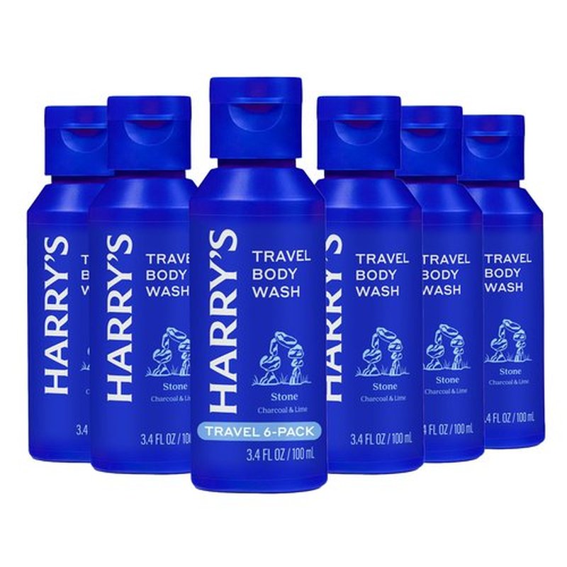 Harry's Travel Size Men's Body Wash - Stone - (6 Pack) 3.4 fl oz - TSA Approved for Travel - Shower Gel for Men - No Parabens, Sulfates, or Dyes