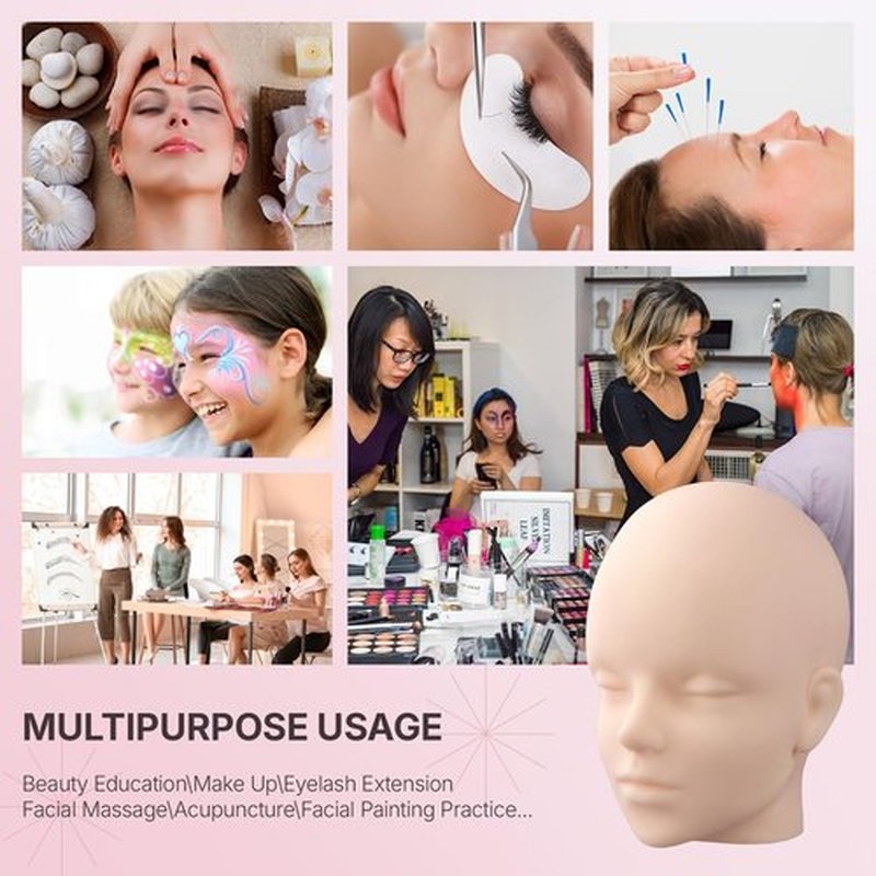Mannequin Head for Wig Making,Styling and Display,Pro Practice Training Head for Make Up and Lash Extention,Cosmetology Face Head,2-in-1 Multifunctional Wig Head (Beige,22 Inch)