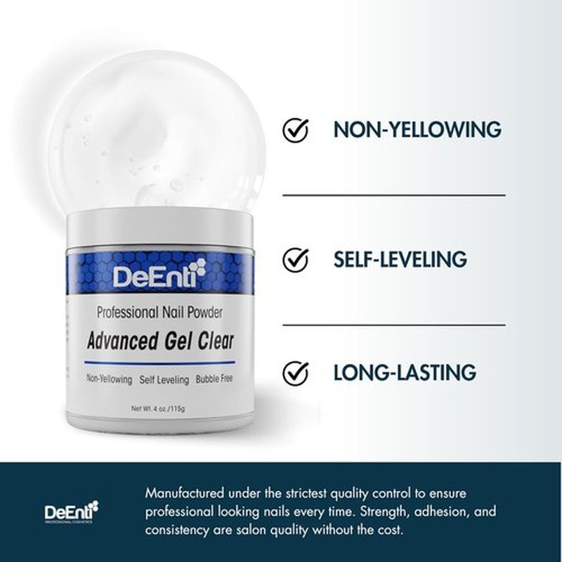 DeEnti Acrylic Nail Powder - 4oz Professional Grade Clear | Long-Lasting, Bubble-Free Formula for Extensions & Carving