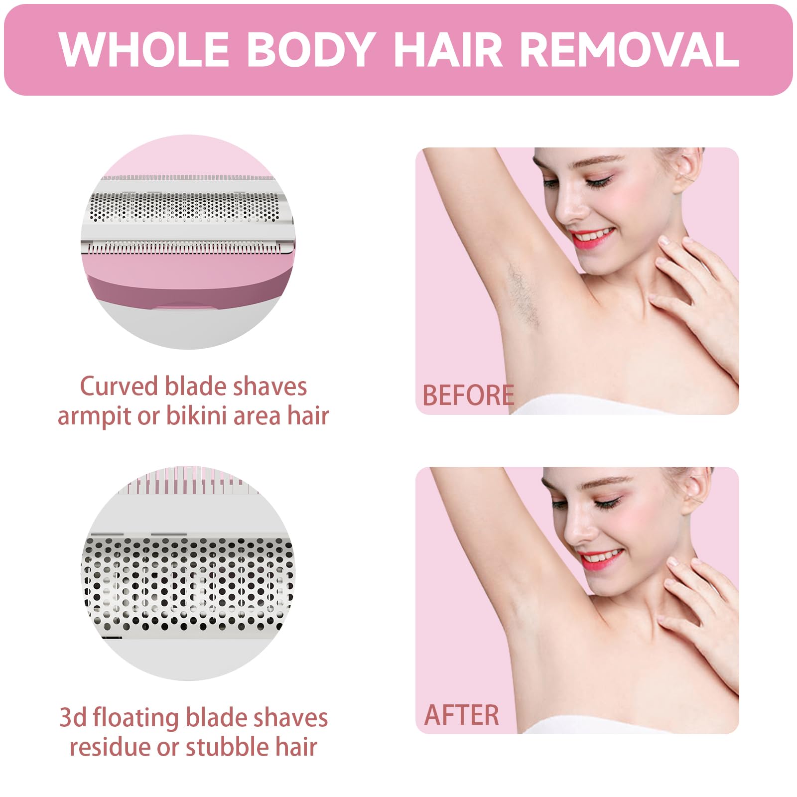 Electric Razor for Women 4-in-1 Bikini Trimmer & Body Shaver for Face, Legs, Underarms, Pubic Hair – Rechargeable Wet/Dry Painless Hair Removal with LED Display (White)