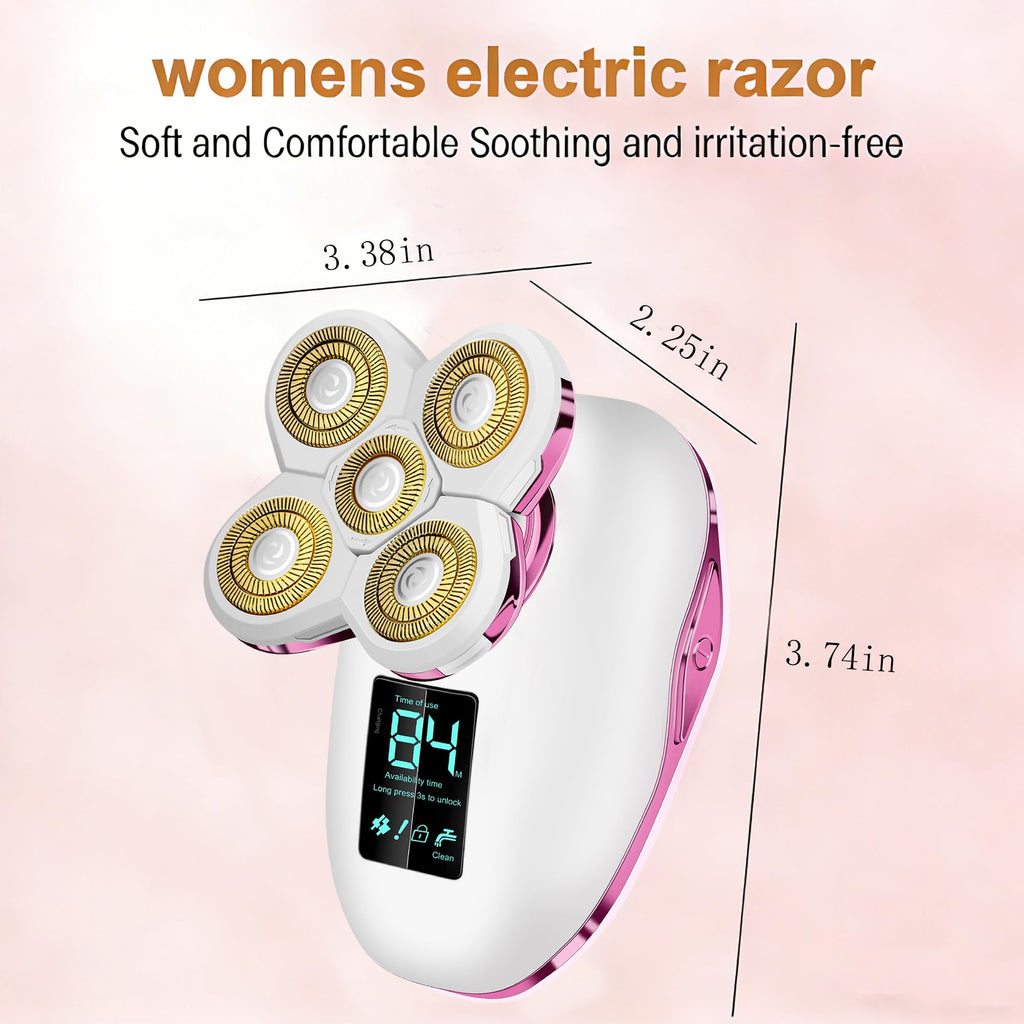 Electric Razors for Women-5D Floating Head IPX7 Waterproof Wet Dry Leg Hair Trimmer, USB-C