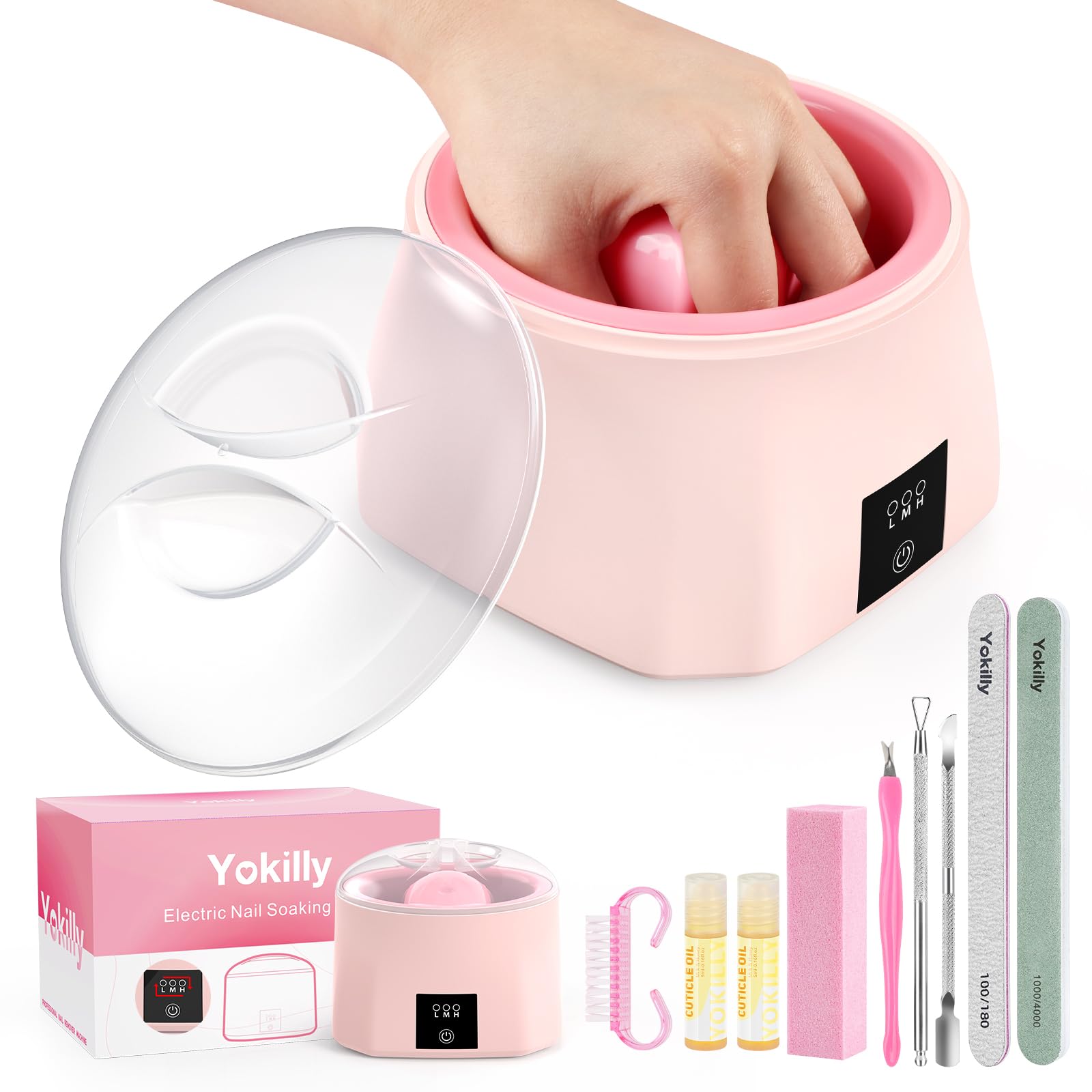 Yokilly Nail Soaking Bowl Heated: Three-Level Temperature Control Nail Soak Off Bowl for Nail Enthusiasts Beginner - Electric Manicure Nail Remover Bowl 50% Faster for Home Salon