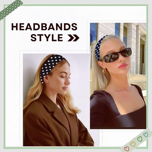 SENMAY Womens Polka Dot Headband - 4PCS Head Bands for Women's Hair Stretchy Non Slip Wraps Fashion Soft Wide Headbands Yoga Workout Hair Accessories