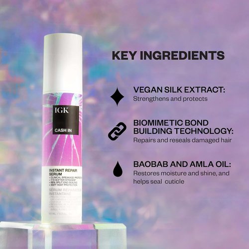 IGK Expensive Clear Gloss Top Coat & Cash In Instant Repair Serum - Vegan & Cruelty-Free | 4.2 oz + 1.7 oz Pack