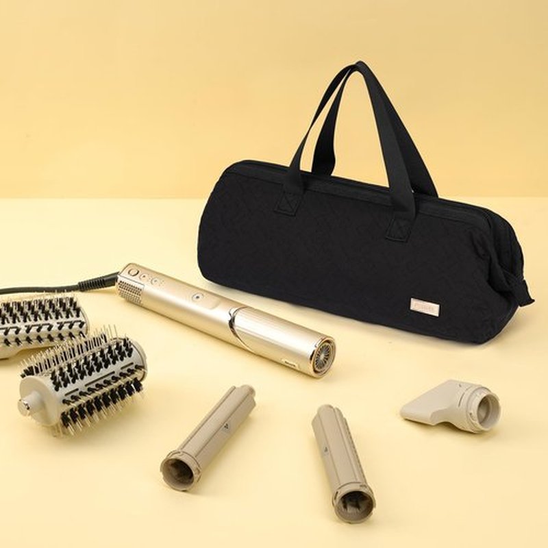 NISHEL Hair Tools Travel Carrying Bag, Portable Hair Air Wrap Dryer Case, Hair Dryer/Curling Iron/Airstraight Attachment Organizer, Black