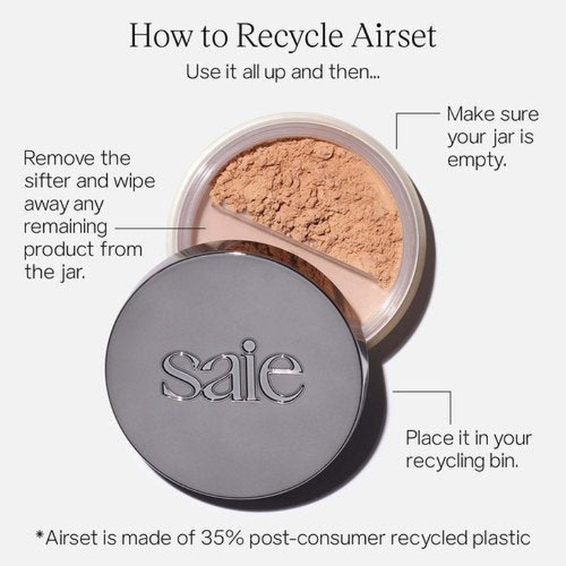 Saie Airset Radiant Loose Setting Powder - Weightless Face Powder to Set, Smooth + Diffuse Face Makeup - Formulated with Hydrating Squalane - Translucent (0.14 oz)