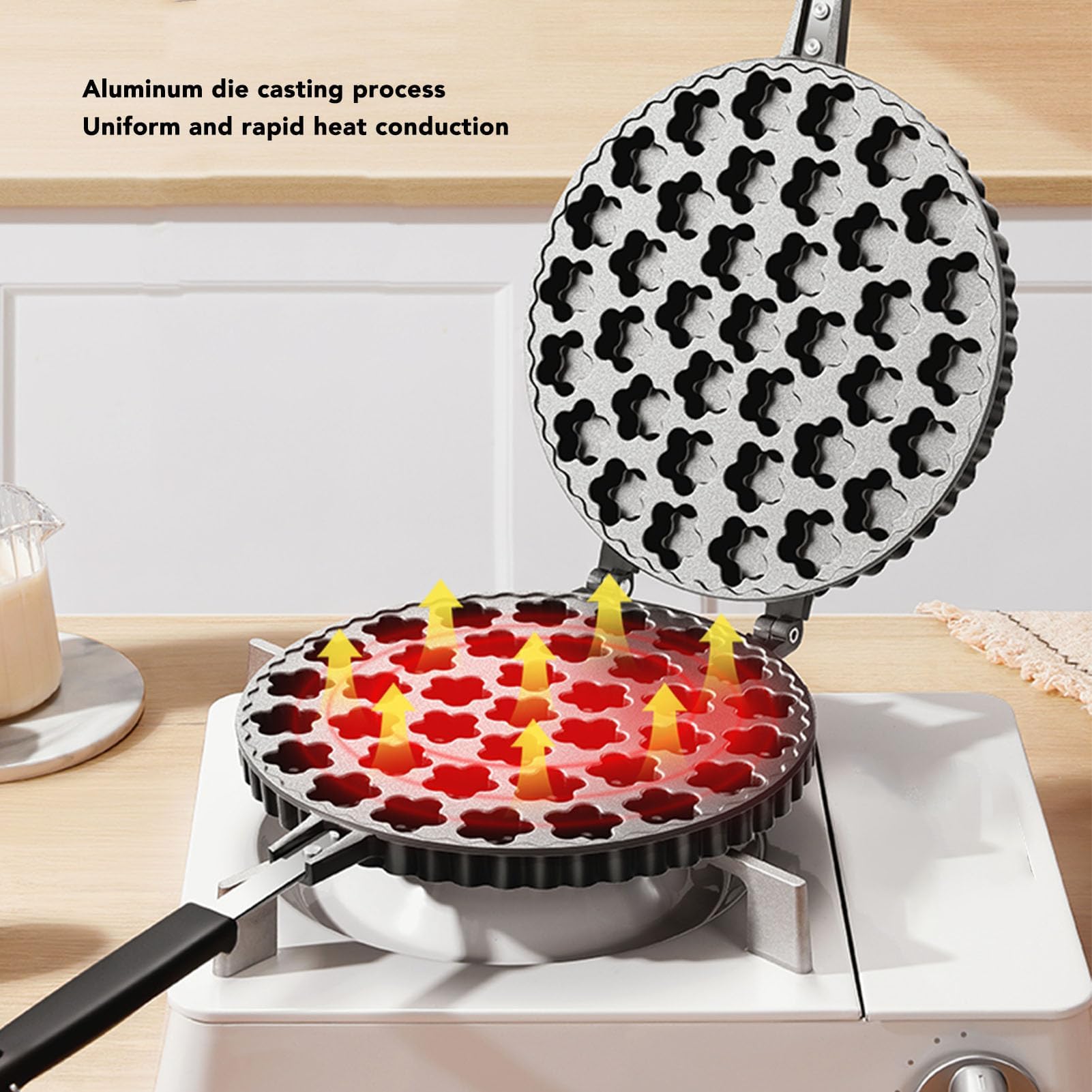 Hong Kong Egg Waffler, Petal Shape Nonstick Double Side Bubble Waffle Maker