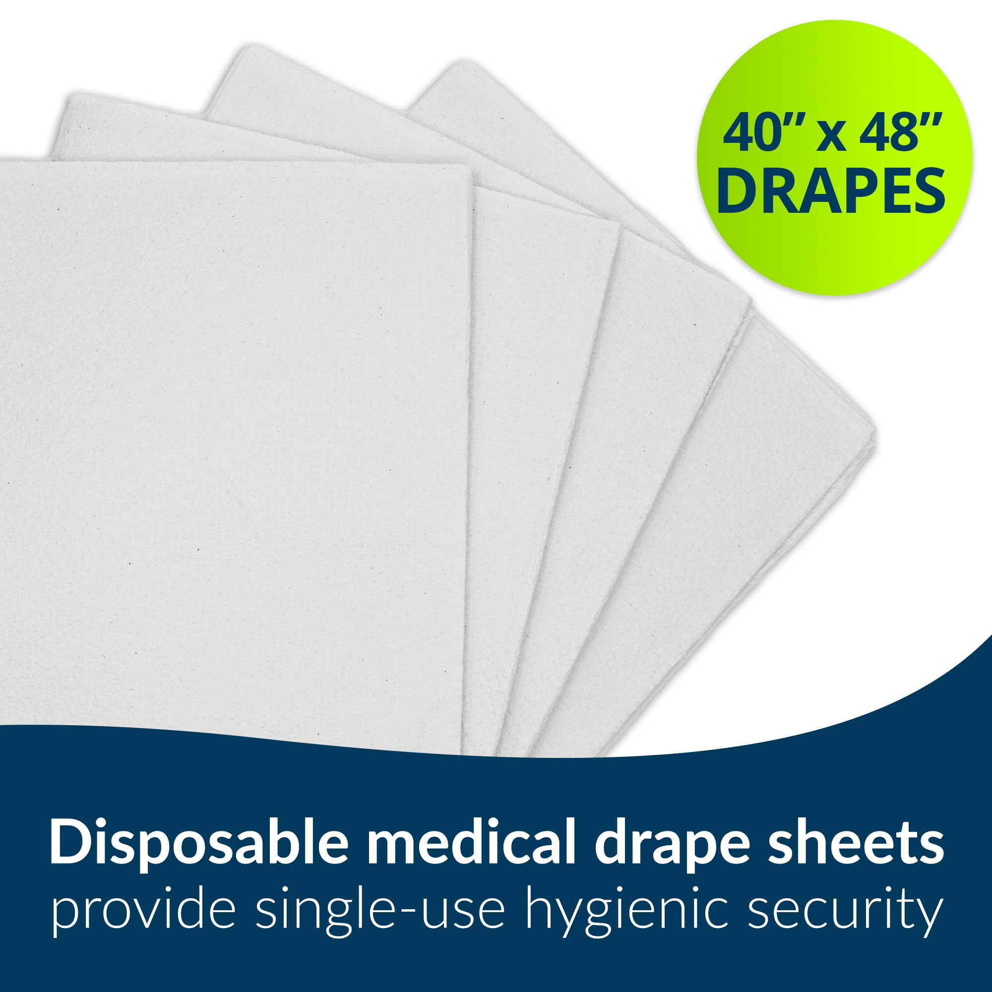 Avalon Single-Use Medical Patient Drape Sheets, White, 40” x 48” (Pack of 100) ― 2-Ply Tissue ― Pebble Embossed ― Latex-Free Medical Supplies ― Tattoo Supplies (214)