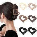 Ufgin 6 Pcs Valentine's Day Heart Hair Claw Clips for Women-Medium Matte Nonslip Hair Heart Clips for Thin Thick Hair Cute Claw Hairpins for Women and Girls(Brown)