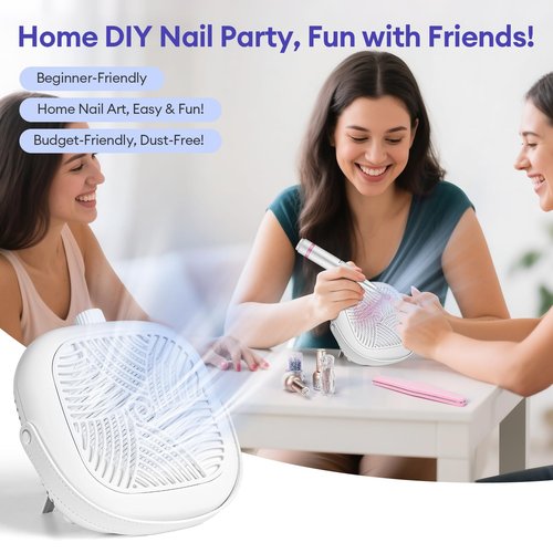 Cordless Nail Dust Collector for Acrylic: Small Quiet Rechargeable Vacuum Nail Tech Fan Standing Design for Nail Art - 600Pa Dust Collector for Nail Low Noise Salon Home Use