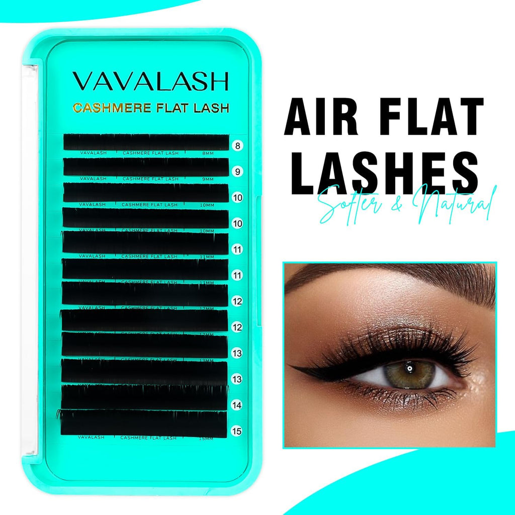 VAVALASH Cashmere Ellipse Flat Lashes 0.15 0.2mm C D Curl 6-17mm Soft Lightweight Classic Lash Extensions Matte Split Tip Natural Eyelash Extensions Professional Salon Use(0.15-C-8-15mm)