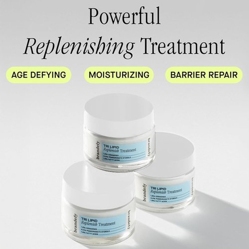 Brandefy Tri Lipid Replenish Treatment | Hydrating Face Cream with 1.5% Ceramides & Peptides - 1.6 Oz