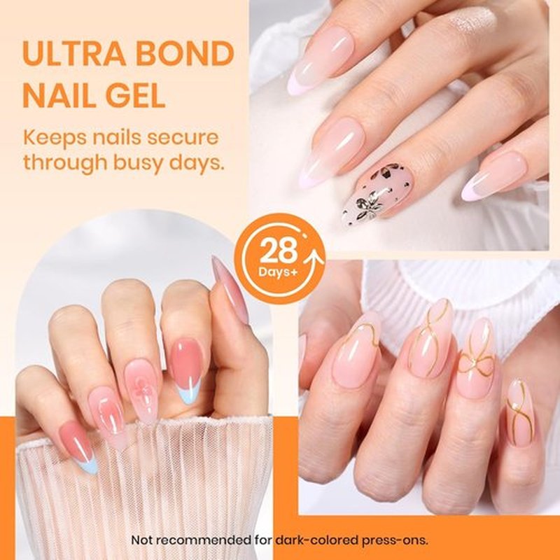 Beetles Nail Glue Gel - Super Strong 2Pcs 20g for Acrylic & Press-On Nails | Clear Tips for Spring Nail Art