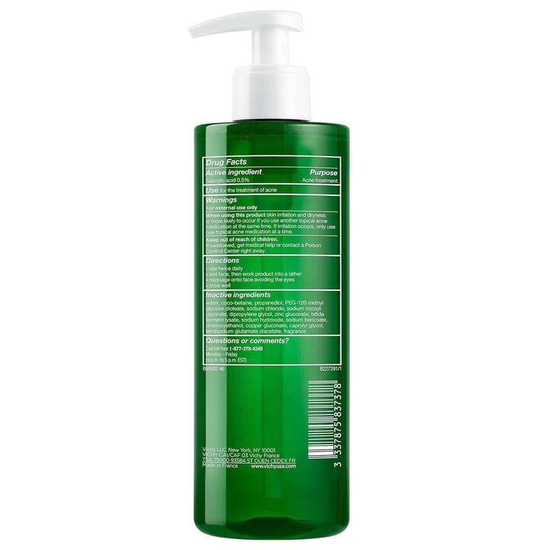 VICHY Normaderm Acne Face Wash - Salicylic Acid Cleanser for Oily Skin | Clears Clogged Pores & Blackheads