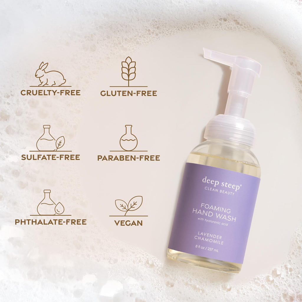 Deep Steep Foaming Hand Wash, Vanilla Coconut, 8 oz – Gentle Cleanser with Aloe, Argan Oil, Shea Butter & Hyaluronic Acid – Vegan, Clean Beauty, Soft & Hydrated Hands