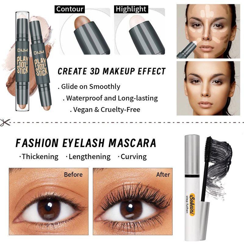 YBUETE Makeup Set Kit for Women Girls Teens, Makeup Present Set, Includes 9 Color Eyeshadow, Counter Stick, Foundation, Eyebrow Pencil, Eyeliner, Mascara, Lip Gloss, 5Pcs Brushes, Sponge