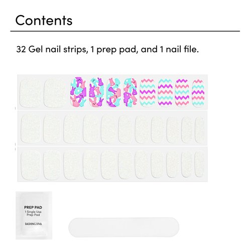 Dashing Diva Easter Gloss Gel Nail Strips - Hip Hop - UV Free, Chip Resistant, Long-Lasting Gel Stickers - Contains 32 Wraps, 1 Prep Pad, 1 File
