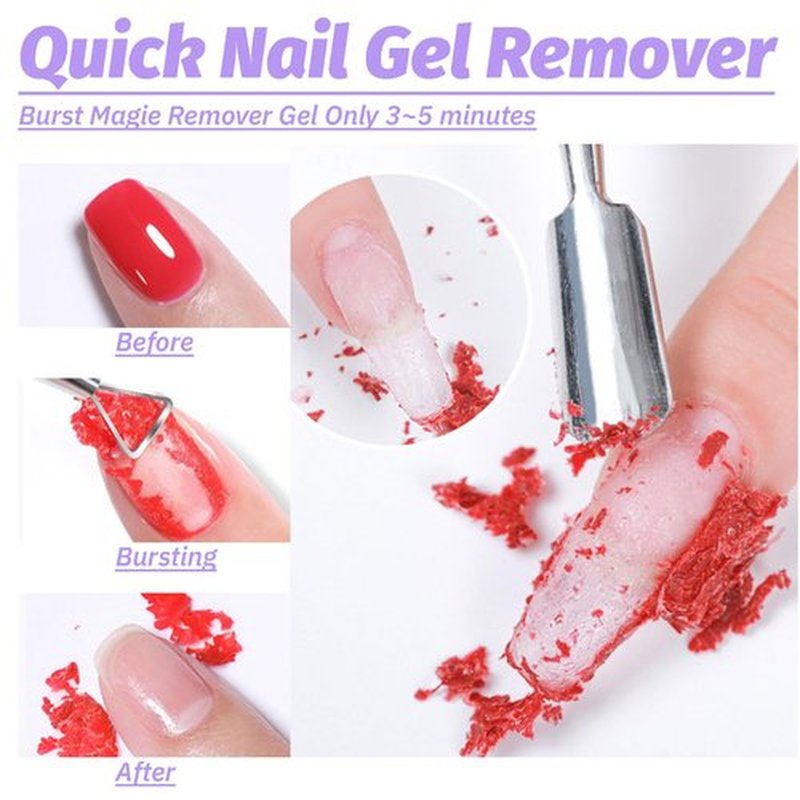 NAIEVIO Gel Polish Remover Kit - Remove Gel Polish in 3-5 Min! No Soak & Foil-Free Gel Nail Polish Remover with Cuticle Pusher & File for Salon Results at Home (0.5 fl oz)