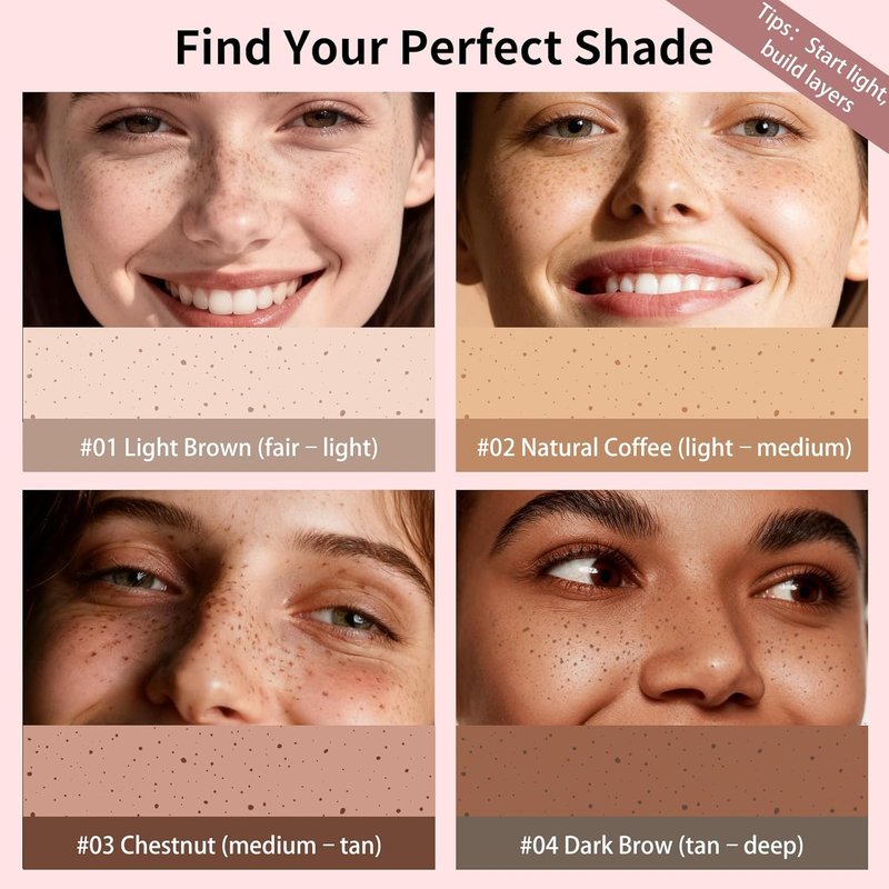 UCANBE Dual-Ended Freckle Pen & Stamp - Waterproof, Long-Lasting Makeup for Faux Freckles (Light Brown & Chestnut)