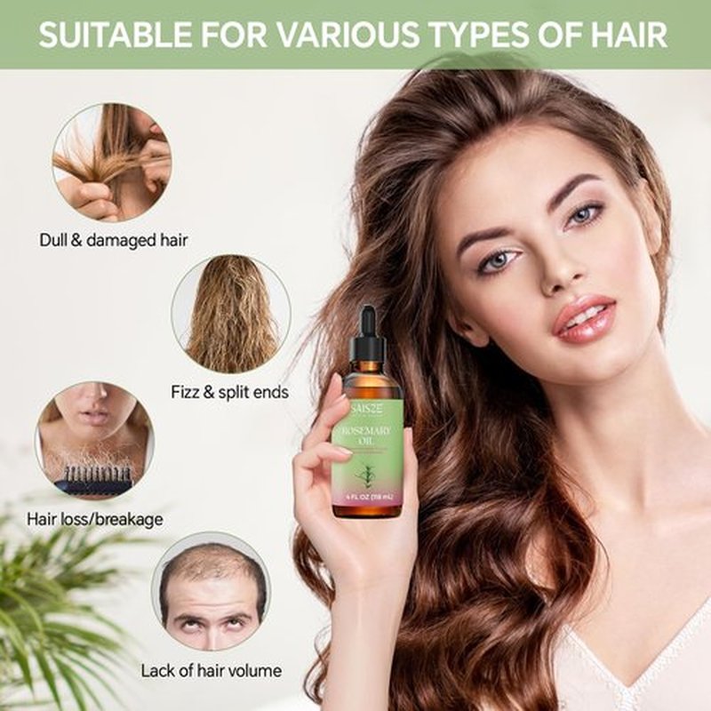 SAISZE Rosemary Oil for Hair Growth, 4 Fl Oz Organic Oil for Nourishes Scalp, Strengthens Hair