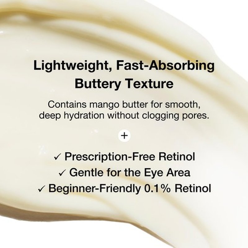 Retinol 0.1% Eye Cream with Bakuchiol 0.5% | Sensitive Skin Retinol for Wrinkles, Fine Lines & Dark Circles | Suitable for Face & Under-Eye Area | Korean Skincare | 30 ml (1.01 fl oz)