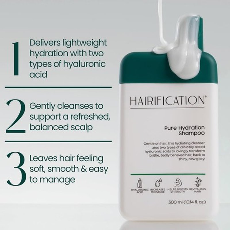 Pure Hydration Shampoo - Nourishing Formula with Hyaluronic Acid & Niacinamide | 300ml for Dry or Fine Hair
