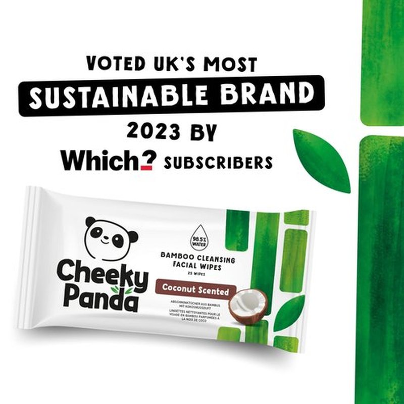 The Cheeky Panda Face Cleanser Makeup Remover Wipes Coconut Scented | 6 Packs of 25 Face Wipes | 99% Purified Water Wipes | Plant Based & Vegan Wet Wipes | Sustainable Alternative
