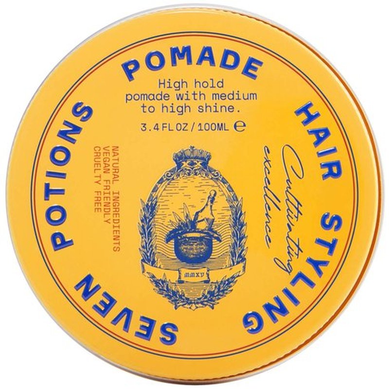 Seven Potions Men’s Hair Pomade - High Shine & Hold | Water-Based, Vegan & Cruelty-Free - 3.4 fl oz