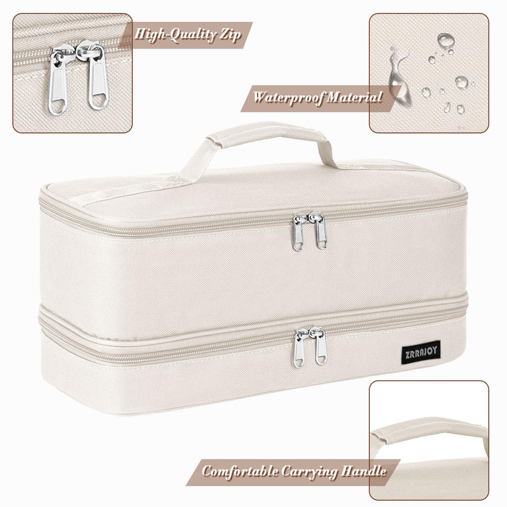 ZRRAJOY Double Layer Storage Case For Shark Flexstyle, Travel Carrying Case For Shark 430/440 Flexstyle, Organizer Bag For Shark Flexstyle/Dyson Airwrap Styler Attachments (Beige)