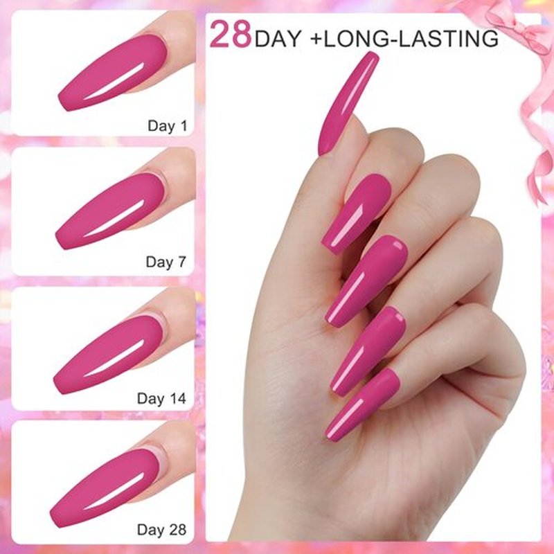 Honey Joy Color Changing Dip Powder Set,6 Colors Glitter Pink Dipping Powder Set Nail Art Manicure DIY Salon Home Gifts for Women, No Need Nail Lamp Cured, DP-V