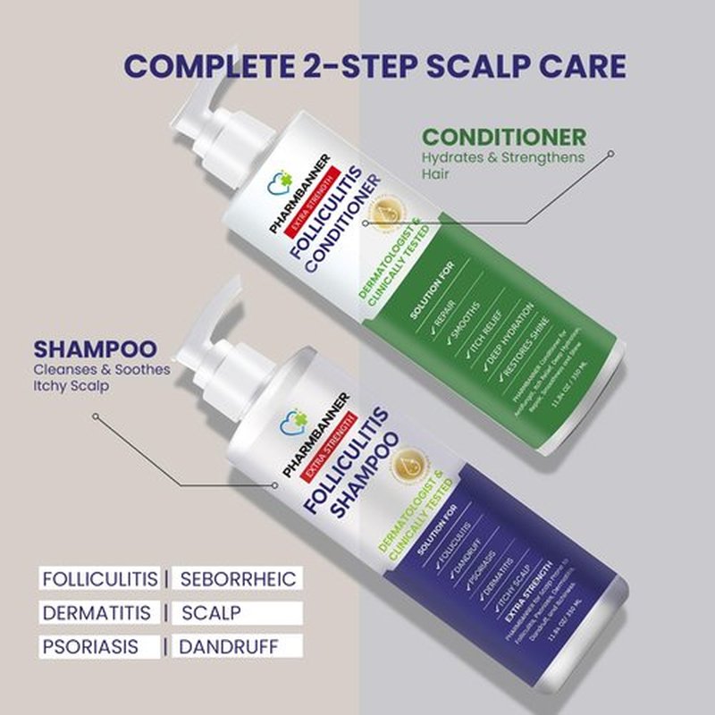 PHARMBANNER Anti-Fungal Shampoo & Conditioner Set - Tea Tree & Argan Oil for Scalp Relief | Sulfate-Free, Paraben-Free