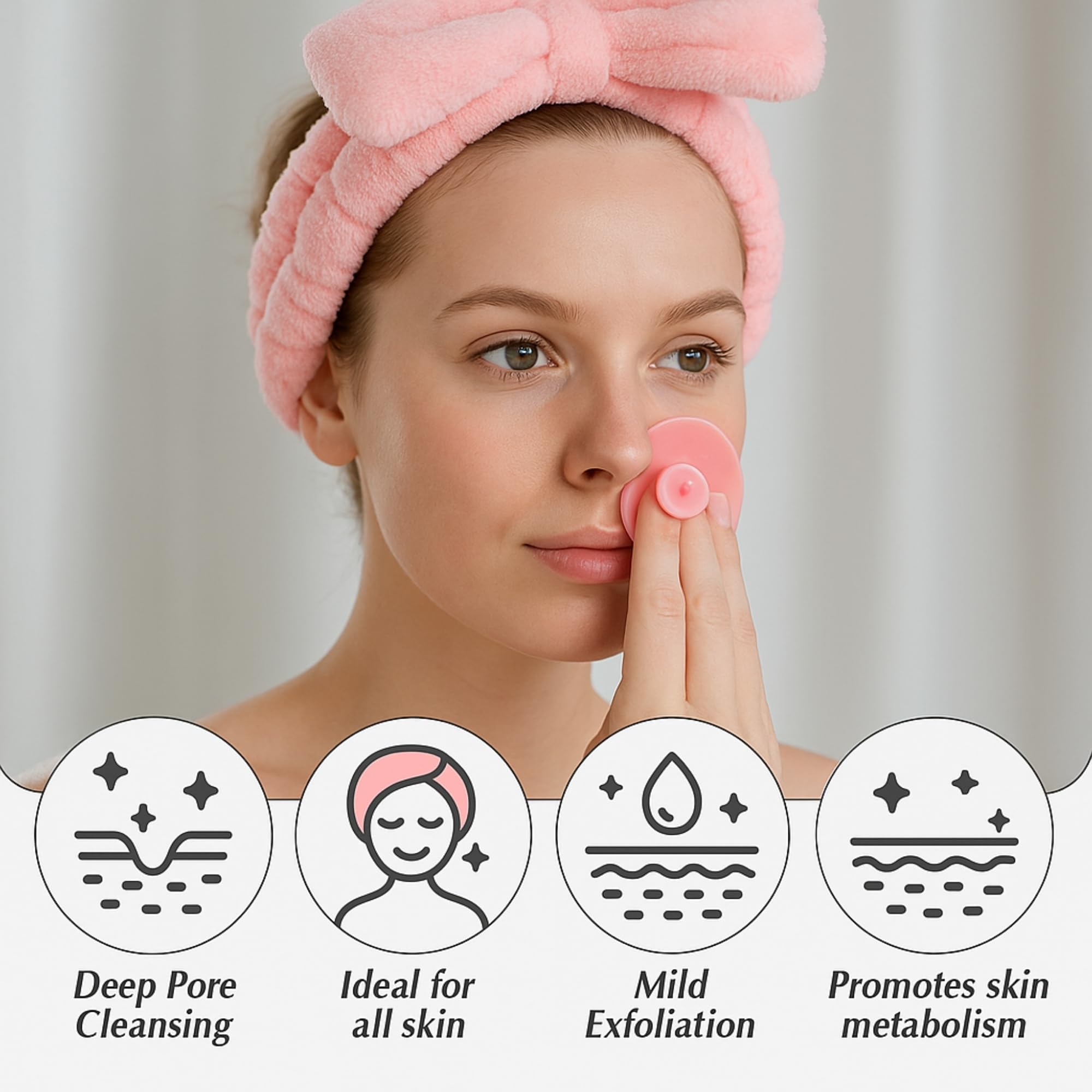 7 Pcs Esthetician Supplies Set for Facials - 2 Gold Facial Bowls, 1 Facial Fan Brushes, 1 Flat Brush, 1 Pink Facial Headbands, 1 Silicone Facial Cleansing Brush, Clear Cosmetic Bag