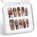 Generic Rhinestone Press On Nails Luxury Handmade Long Coffin Acrylic Nails 3D Flower Butterfly Designs Gradient Thick Fake Nails Full Cover Stick On Nails for Women Nails Manicure Decor (10pcs/box)