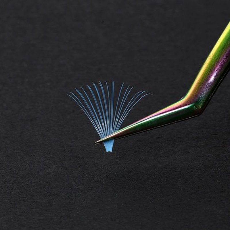Colored Eyelash Extensions Easy Fan 8-15mm Mixed Light Blue D Curl Easy Fanning 0.07mm Self Premade Volume Lash