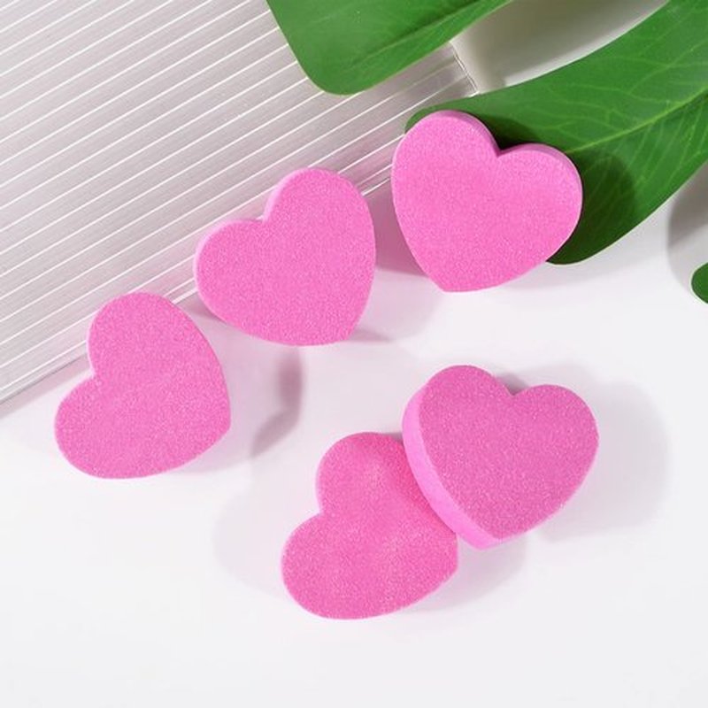 Double-Sided Sponge Nail Buffer Heart-Shaped Washable Nail Care File Block Nail Polishing Manicure Tools for Beauty Salon