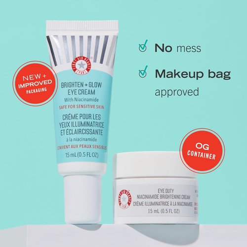 First Aid Beauty - Brighten + Glow Eye Cream with Niacinamide | Hydrates & Reduces Dark Circles, 0.5 oz