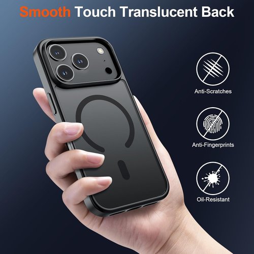 SUPFINE iPhone 17 Pro Max Case - Military Grade Drop Protection | Translucent Matte Shockproof, Black