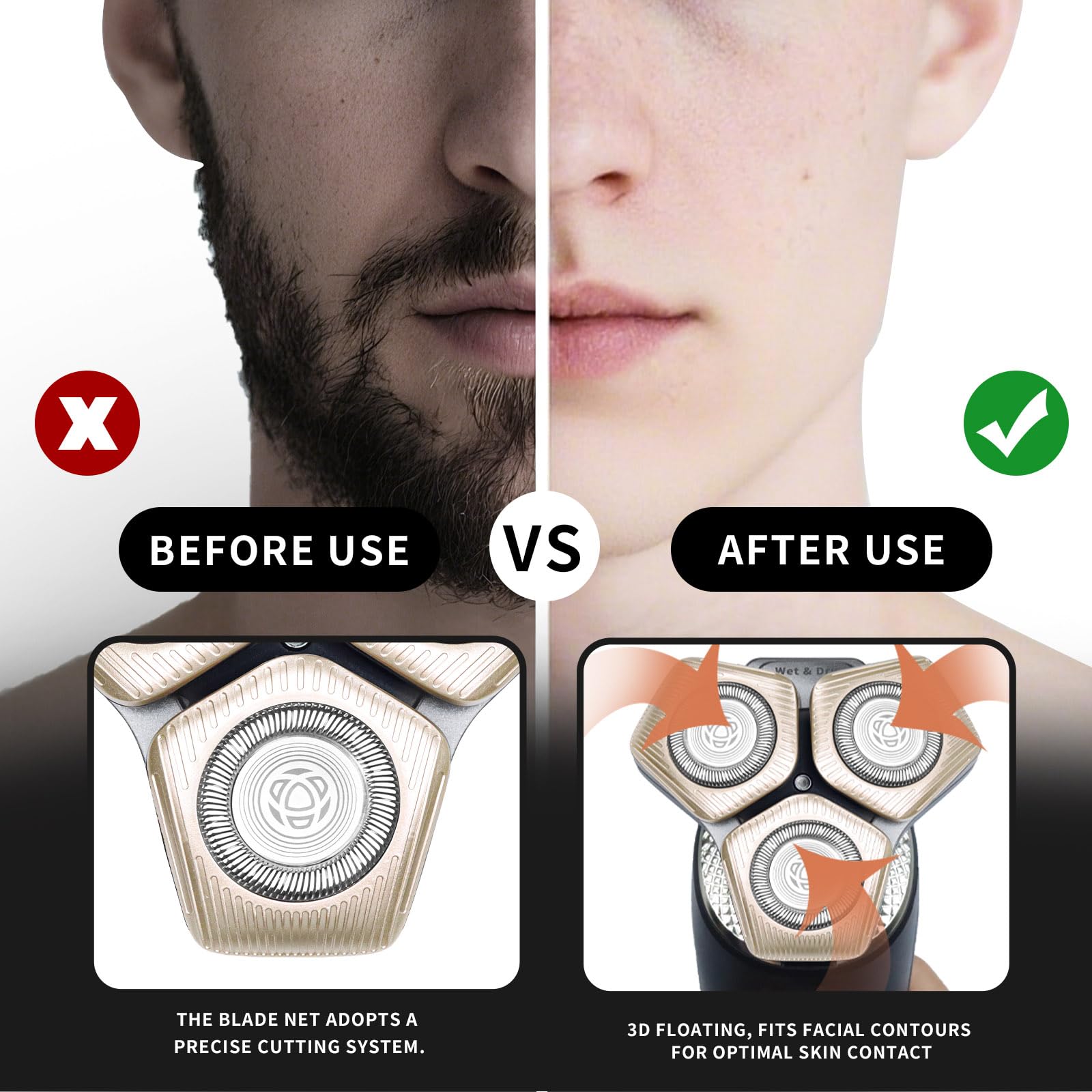 SH71/50 Shaving Heads Compatible with Philips Shavers, Champagne