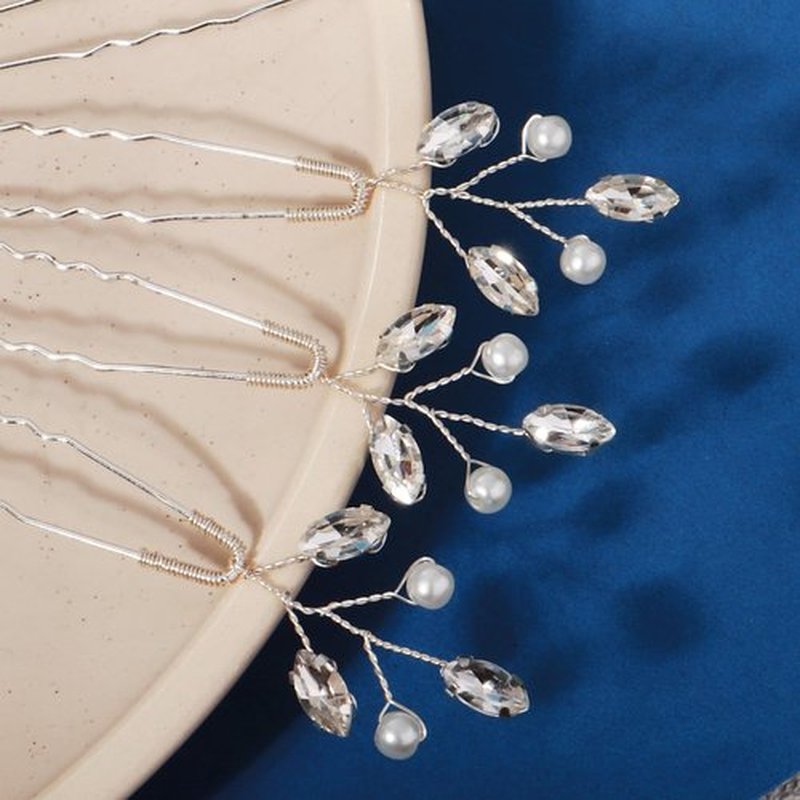 12 Pieces Bride Hair Pins Rhinestone Bridal Hairpiece for Women Crystal Wedding Hair Accessories for Bridesmaids