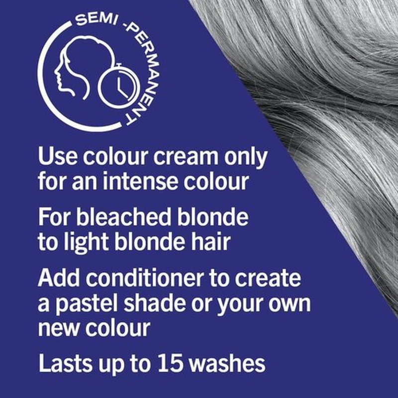 Schwarzkopf LIVE Ultra Brights Steel Silver Hair Dye - Vibrant Semi-Permanent Color Lasts 15 Washes
