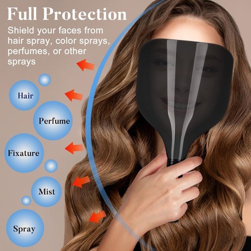 NOLITOY Hairspray Face Shield for Barber Salon: Plastic Hairdressing Shield with Handle Reusable Hairspray Protector for Makeup Trimming