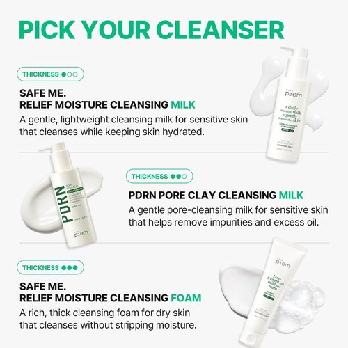 MAKE P:REM Safe Me. Relief Moisture Cleansing Foam, Delicate Eye-Friendly Face Wash for Sensitive Skin, pH Balanced Deep Pore Cleansing, Korean Skin Care, 3.38 Fl Oz, 100ml