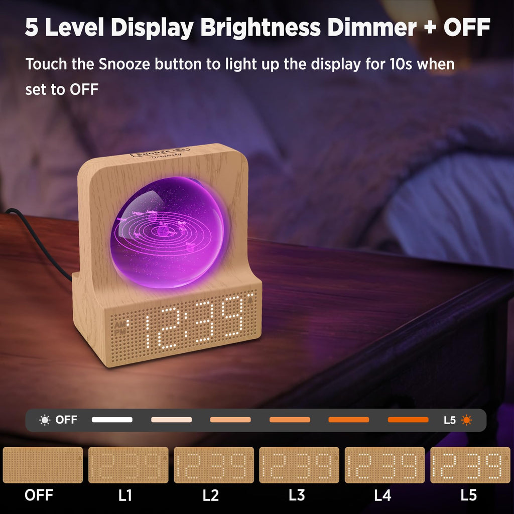 DreamSky Space Alarm Clock for Kids Teens with RGB Night Light for Bedroom