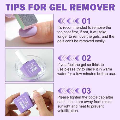 Gel Nail Polish Remover, 2 Pack Gel Polish Remover for Nails - Quickily and Easily Removes Gel Nail Polish at Home in 2-5 Mins - No Need for Foil, Soaking or Wrapping, 0.5 fl oz