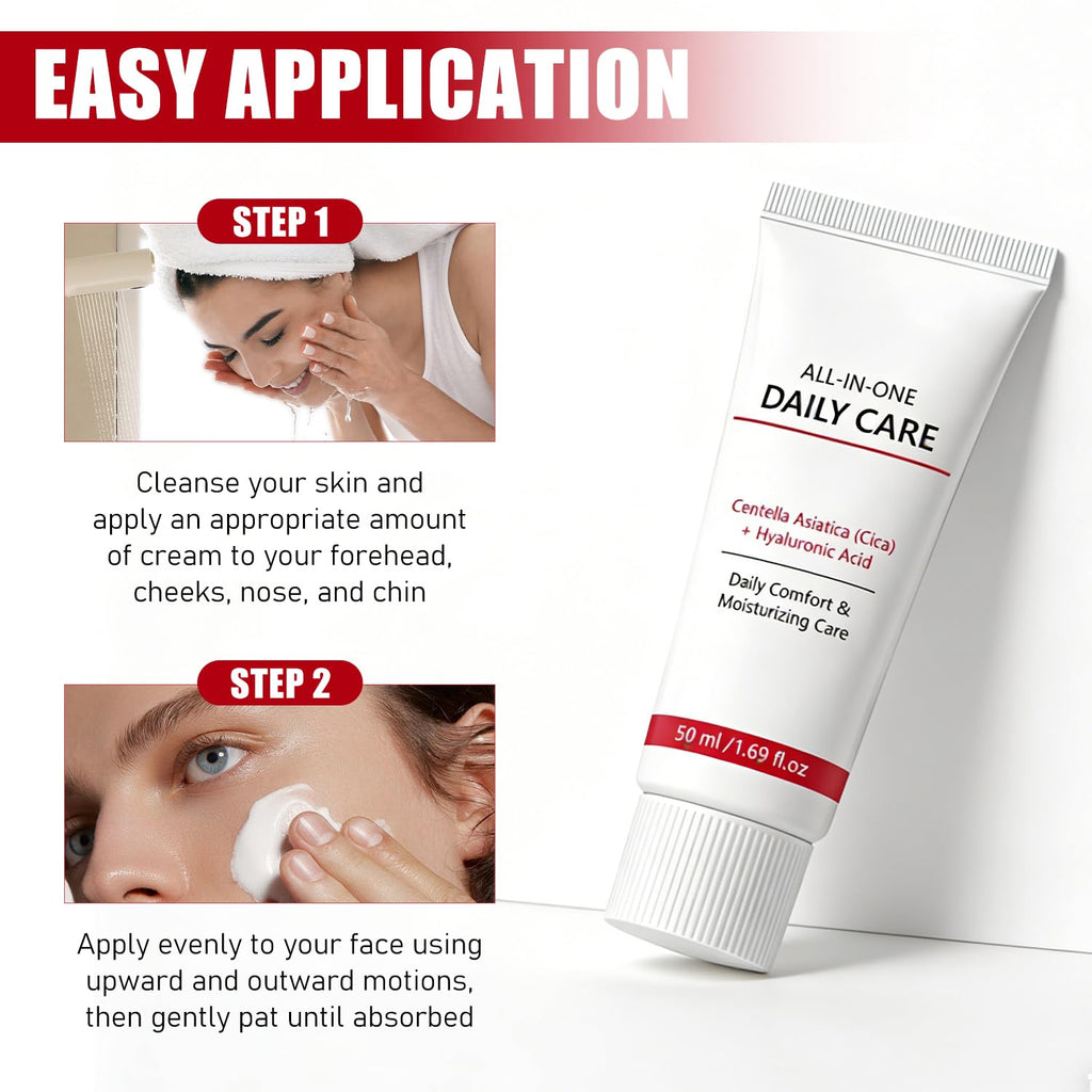 2Pcs All-In-One Daily Moisturizing Face Cream,All-In-One Daily Facial Lotion with Centella Asiatica,Collagen & Hyaluronic Acid-Hydrates,Firms & Reduces Wrinkles,Reverse Cream For All Skin - 100mL